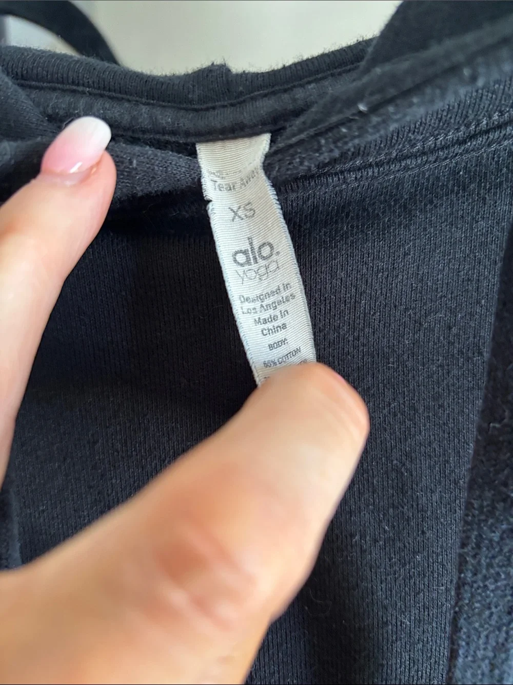 ALO Yoga Black Hoodie with White Logo Block